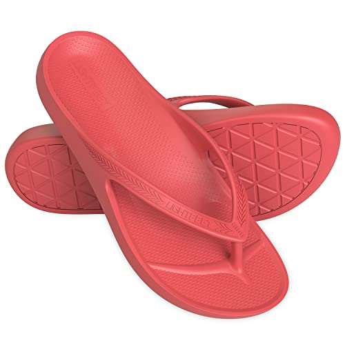 LightFeet Arch Support Flip Flops,Australische Podologen entworfene FlipFlops für Frauen & Männer verhindern müde schmerzende Beine, Melon, 8 Women/7 Men von LightFeet