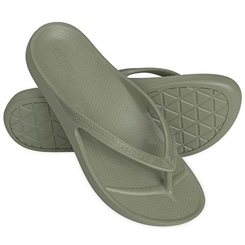 Lightfeet Arch Support Flip Flops,Australische Podologen Designed FlipFlops für Frauen & Männer verhindern müde schmerzende Beine, khaki, 40 2/3 EU von LightFeet