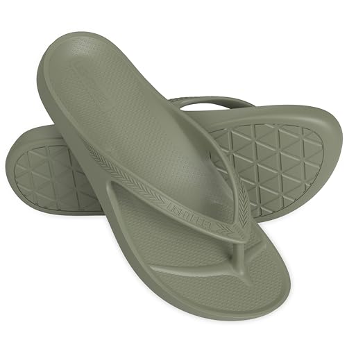 Lightfeet Arch Support Flip Flops,Australische Podologen Designed FlipFlops für Frauen & Männer verhindern müde schmerzende Beine, khaki, 42 1/3 EU von LightFeet