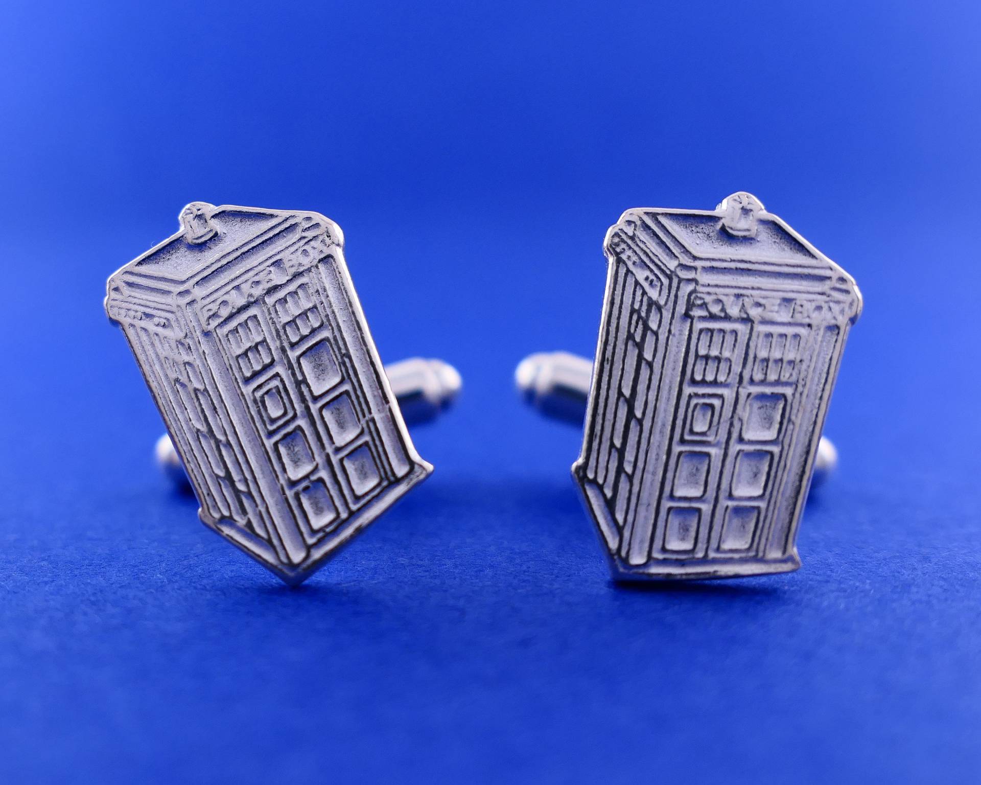 sterling Silber Dr Who Tardis Manschettenknöpfe, Blaue Polizei Box Manschettenknöpfe Für Bräutigam Geschenke, Fandom Sci Fi Geschenke Männer, Doctor von LightSideBoutique