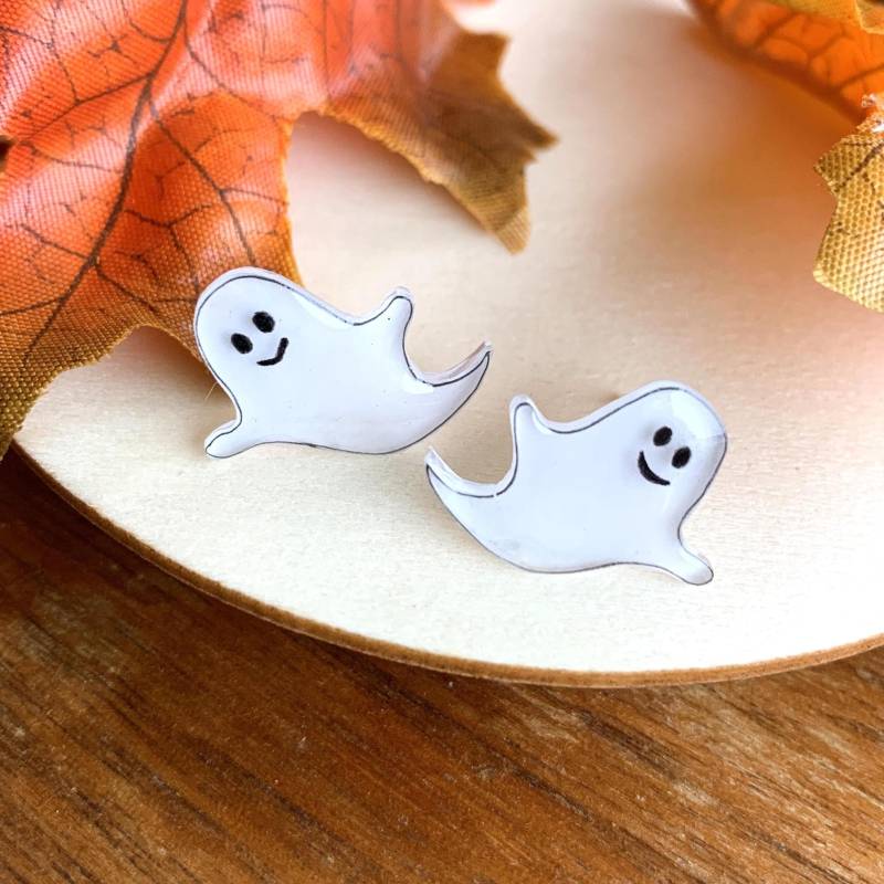 Halloween Ohrstecker Geist Gespenst Herbst/Ohrschmuck Ohrringe Geschenk Handgemacht Handgemalter von LightandColoursDE