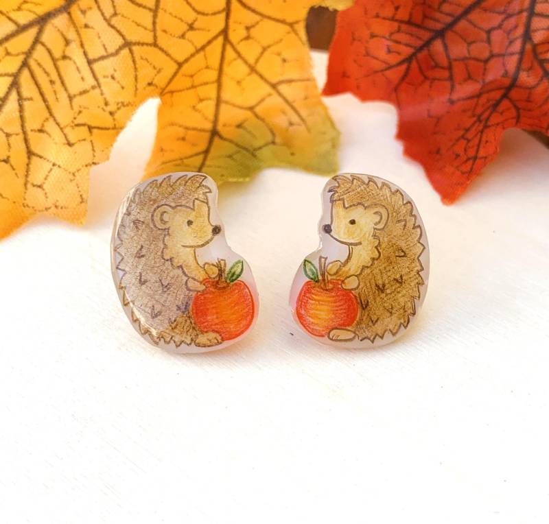 Herbst Ohrstecker Igel Halloween/Ohrschmuck Ohrringe Geschenk Handgemacht Handgemalter von LightandColoursDE