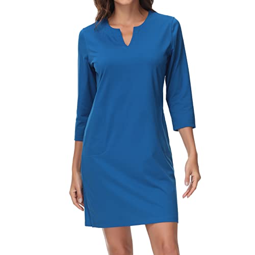 Lightbare Damen Kleid mit 3/4-Ärmeln und Taschen, LSF 50+, lässiges Sonnenkleid, atmungsaktiv, schnell trocknend, für Strand, Wandern, Outdoor, Party, Fallschirmspringer, 3X-Groß Lightbare Damen Kleid mit 3/4-Ärmeln und Taschen, LSF 50+, lässiges Sonnenkleid, atmungsaktiv, schnell trocknend, für Strand, Wandern, Outdoor, Party, Fallschirmspringer, 3X-Groß von Lightbare