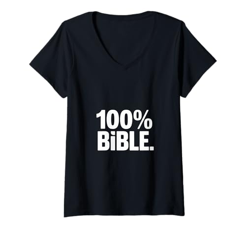 Damen 100% Bibel Christliche Botschaft Design T-Shirt mit V-Ausschnitt Damen 100% Bibel Christliche Botschaft Design T-Shirt mit V-Ausschnitt von Lightedblessing Christliche Kleidung