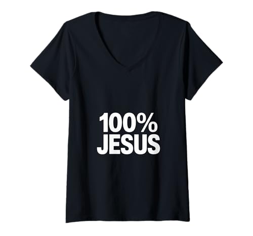 Damen 100% Jesus Christlicher Glaube T-Shirt mit V-Ausschnitt Damen 100% Jesus Christlicher Glaube T-Shirt mit V-Ausschnitt von Lightedblessing Christliche Kleidung