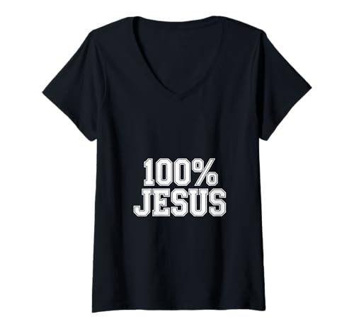 Damen 100 Prozent Jesus Enthusiastischer Christ T-Shirt mit V-Ausschnitt Damen 100 Prozent Jesus Enthusiastischer Christ T-Shirt mit V-Ausschnitt von Lightedblessing Christliche Kleidung