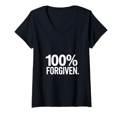 Damen 100 Prozent Vergeben Christliche Aussage T-Shirt mit V-Ausschnitt Damen 100 Prozent Vergeben Christliche Aussage T-Shirt mit V-Ausschnitt von Lightedblessing Christliche Kleidung
