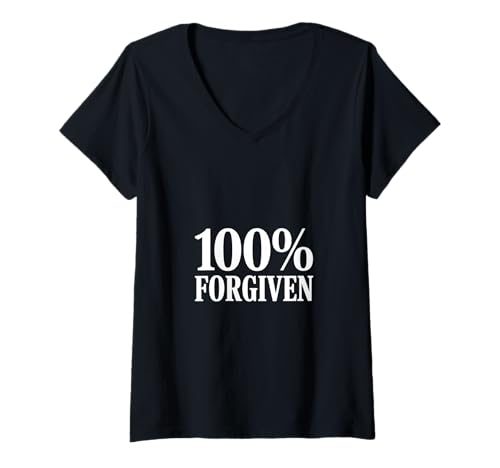 Damen Christliche 100 Prozent Vergeben Glaube T-Shirt mit V-Ausschnitt Damen Christliche 100 Prozent Vergeben Glaube T-Shirt mit V-Ausschnitt von Lightedblessing Christliche Kleidung