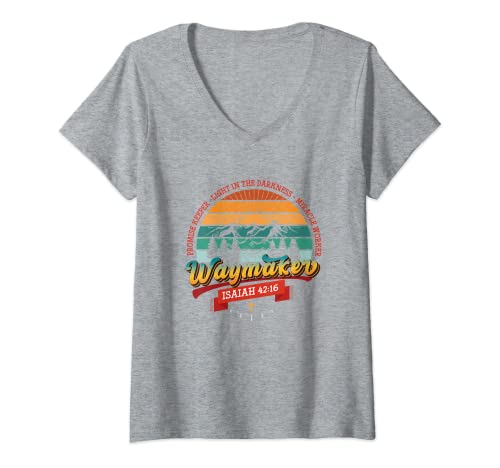 Damen Waymaker Promise Keeper Christliches T-Shirt mit V-Ausschnitt Damen Waymaker Promise Keeper Christliches T-Shirt mit V-Ausschnitt von Lightedblessing Christliche Kleidung