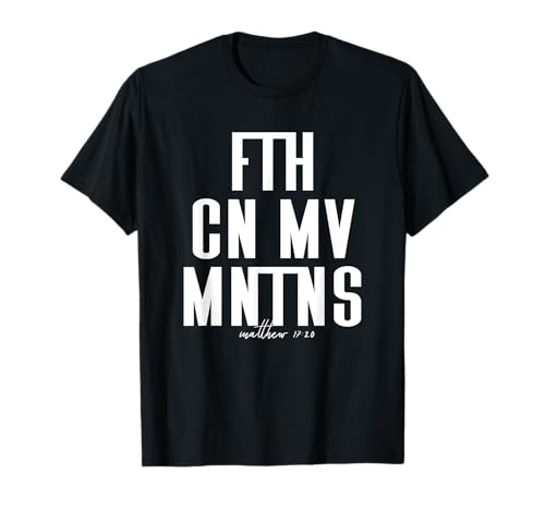 Lightedblessing Christliche Kleidung Faith Can Move Mountains Kirche Jesus Christus Christlich T-Shirt Damen Herren Unisex Schwarz Kurzarm Crew Neck Klassische Passform Polyester 100% S von Lightedblessing Christliche Kleidung