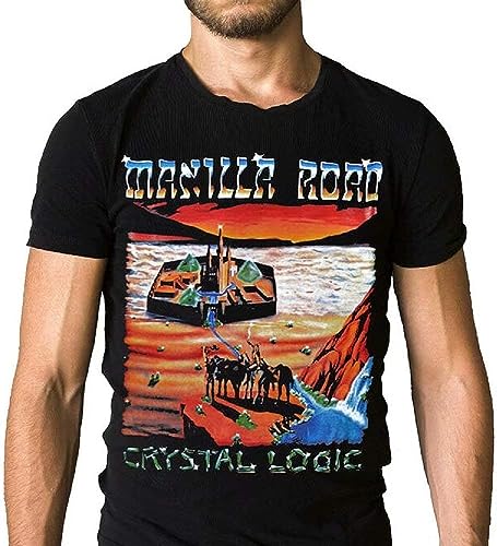 Lightn Manilla Road Band Crystal Logic 1983 Album Cover T-Shirt, Schwarz , M Lightn Manilla Road Band Crystal Logic 1983 Album Cover T-Shirt, Schwarz , M von Lightn