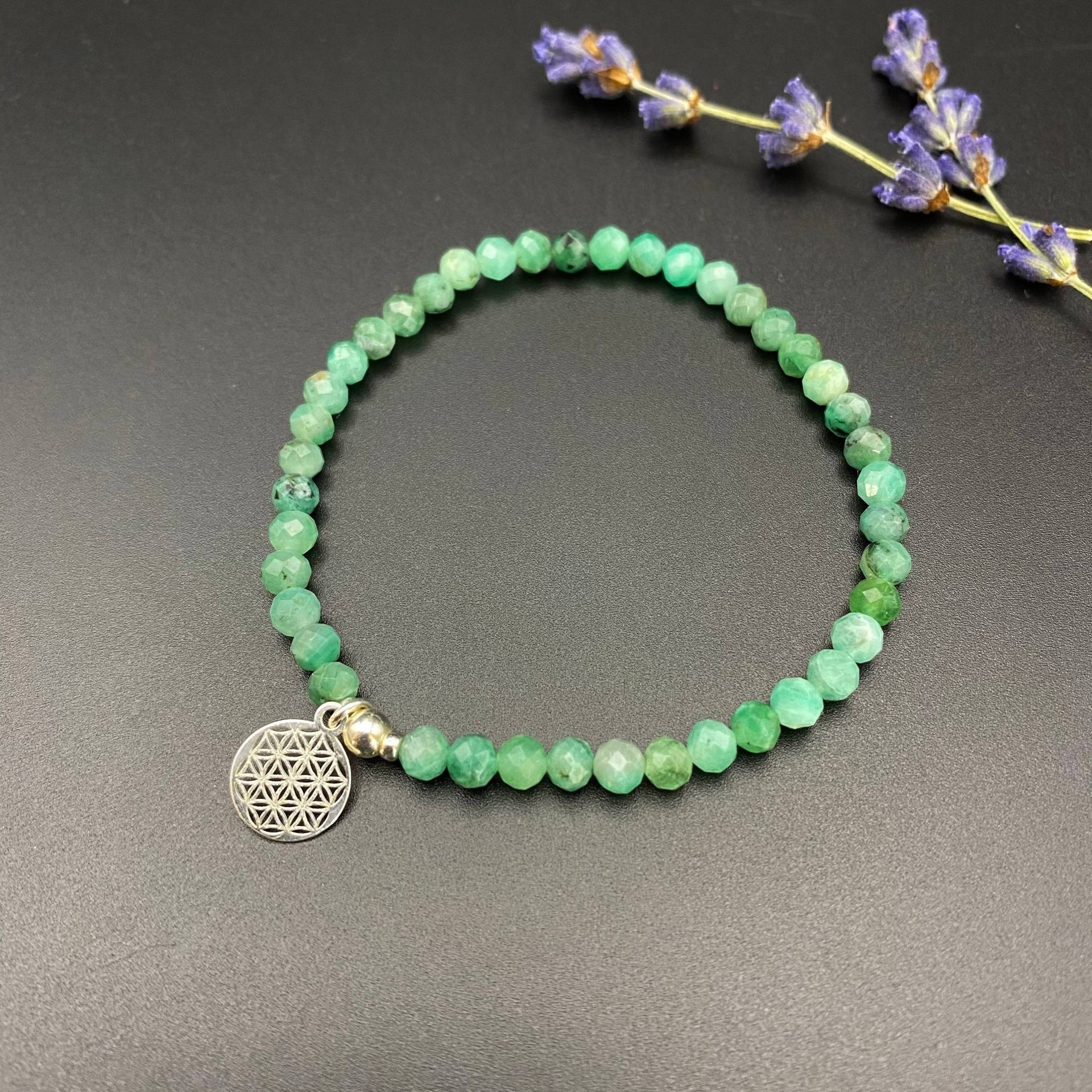Smaragd Armband I Blume Des Lebens 925 Silber Spiritueller Schmuck Edelstein Armschmuck Geschenkidee Freundin Boho von LightofAurora