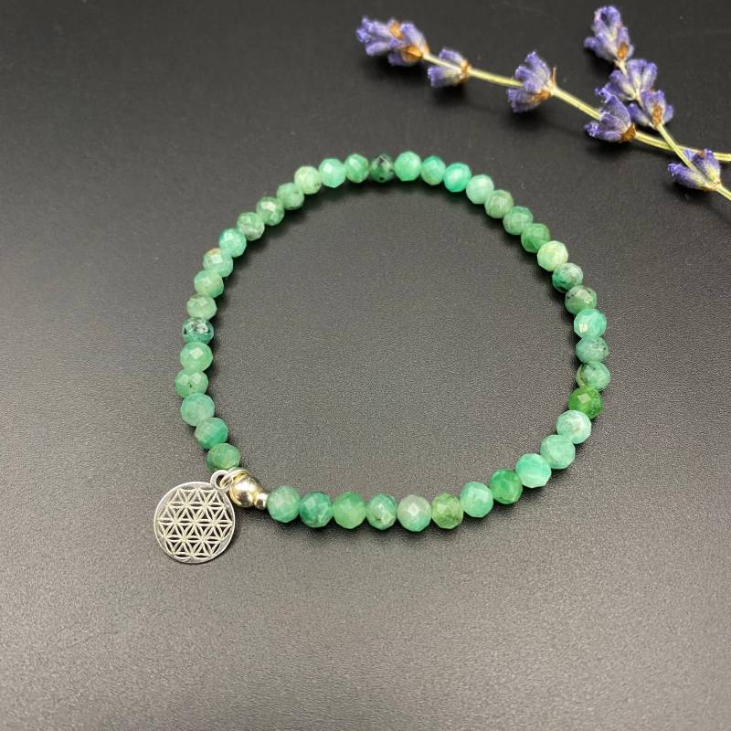 Smaragd Armband I Blume Des Lebens 925 Silber Spiritueller Schmuck Edelstein Armschmuck Geschenkidee Freundin Boho von LightofAurora