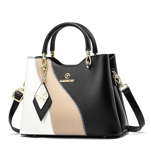 Lightolife Designer-Handtasche, stilvolle Handtasche mit 3 Fächern, Tragegriff oben für Damen, Schwarz Lightolife Designer-Handtasche, stilvolle Handtasche mit 3 Fächern, Tragegriff oben für Damen, Schwarz von Lightolife