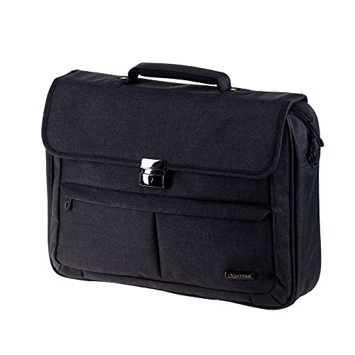 LIGHTPAK 46145 Laptoptasche Motion, Notebooktasche für 17 Zoll Laptops, Umhängetasche aus 600D Polyester mit Organizer-Fach, Businesstasche, Geschäftstasche, Anthrazit, Grau, ca. 34 x 43 x 12 cm von LIGHTPAK