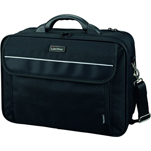 LIGHTPAK 46010 Laptoptasche Arco, Laptop Sleeve für Notebooks bis zu 15 Zoll, Umhängetasche mit abnehmbarem Schultertrageriemen, Aktentasche aus Polyester, Tasche schwarz, ca. 30 × 41 × 13 cm von LIGHTPAK