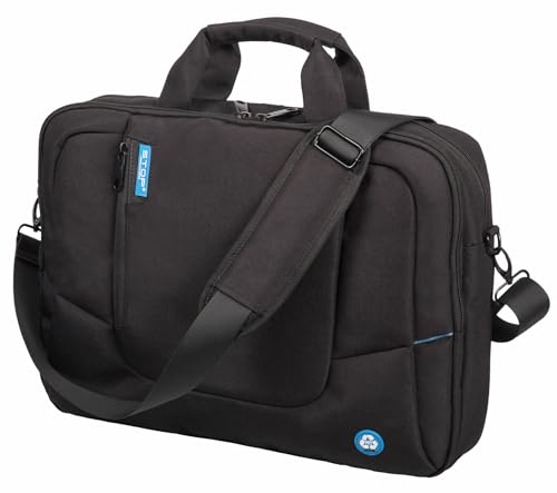 Stop Ocean Plastic 46202 RPET Laptoptasche Grenada, Notebooktasche für 17" Notebooks, Business Schultertasche aus recyceltem PET, Laptop Umhängetasche ca. 32 x 43 x 9 cm, Schwarz von Stop Ocean Plastic