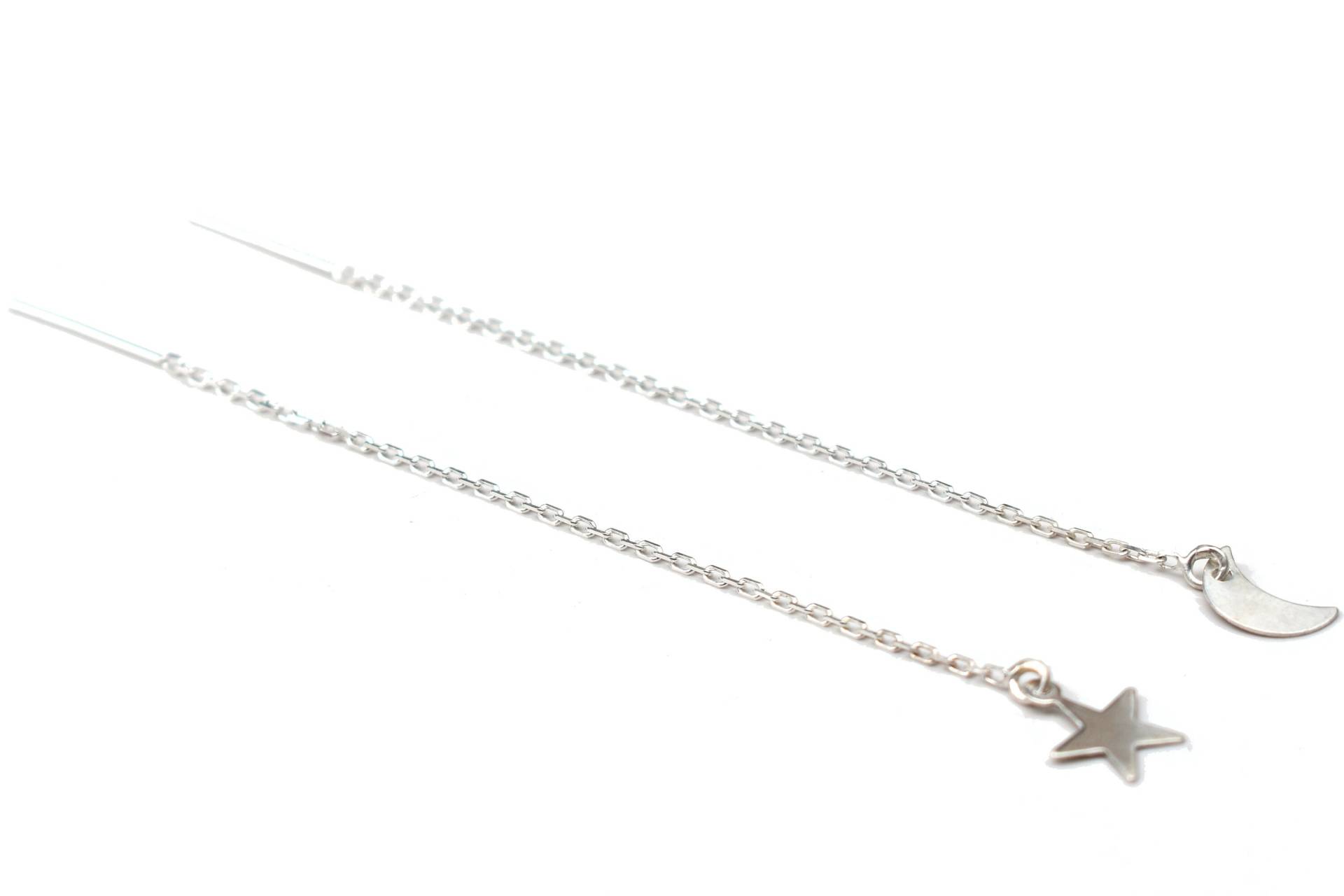 Faden Mond & Stern Ohrring - Sterling Silber Faden Mond & Stern Ohrring - Sterling Silber von LihikaiJewelry