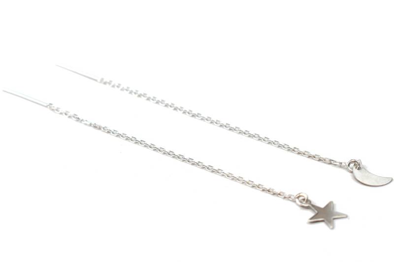 Faden Mond & Stern Ohrring - Sterling Silber Faden Mond & Stern Ohrring - Sterling Silber von LihikaiJewelry