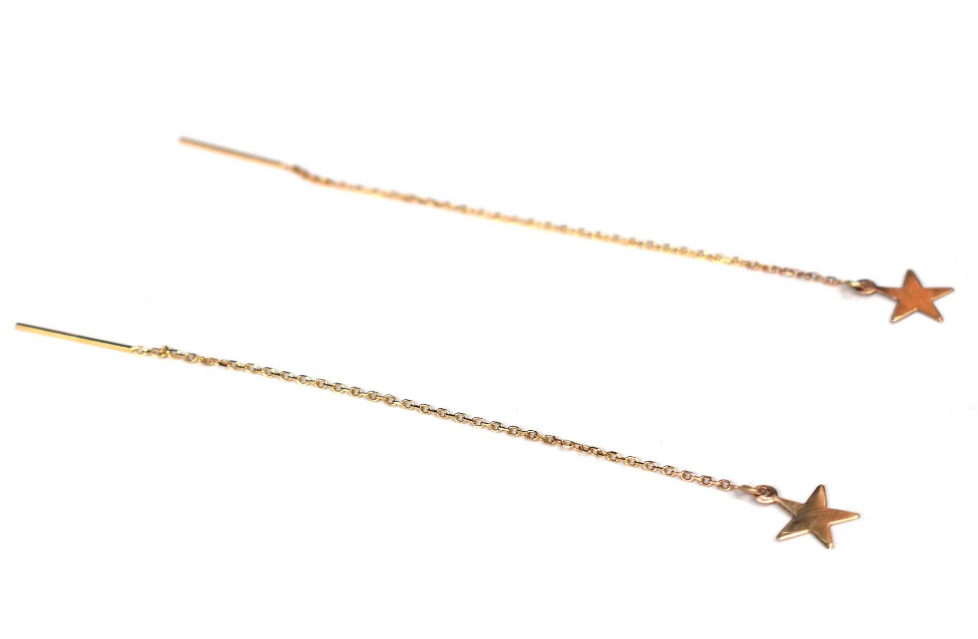 Faden Stern Ohrring - 14 K Massivem Gold Oder Sterling Silber Faden Stern Ohrring - 14 K Massivem Gold Oder Sterling Silber von LihikaiJewelry
