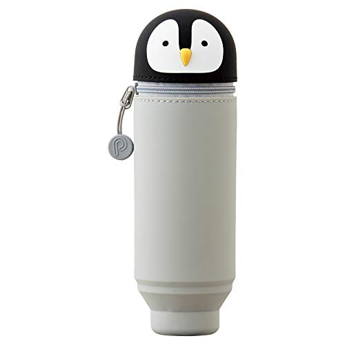 LIHITLAB PuniLabo Stand Up Silicone Pen Case -Pen Holder (2. 4" x 7. 8") (Penguin - A-7712-10)F Y von LihitLab