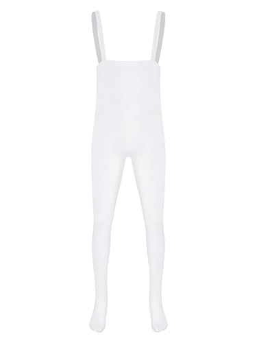 LiiYii Body Klassischer Tanz Herren Ärmellos Ganzkörper Gymnastik Outfit Kunstturnen Ballet Leotard Romper Jumpsuit Schlanke Passform Einteiler Und Tanzanzüge Weiß M von LiiYii