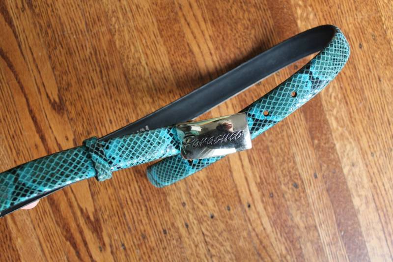 80Er Jahre Gürtel Aalleder Türkis Parasuco Größe Medium 74 Bis 32 Zoll Taille von Liinaloom