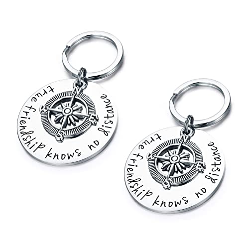 Liitata 2 Stück Freundschaft Schlüsselbund True Friendship Knows No Distance Schlüsselanhänger Best Freund Compass Schlüsselbund für Freund Geburtstags Geschenk Souvenir von Liitata