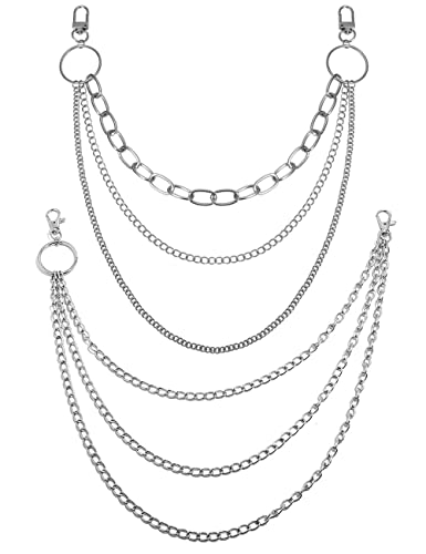 Liitata 2 Stück Jeans Ketten Brieftasche Kette Mode Hip Hop Hosen Kette Multi Schicht Kette für Frauen Männer Mädchen Junge von Liitata