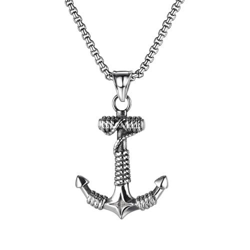 Liitata Anker Anhänger Halskette Nautisch Anchor Anhänger Kette Rock Gothic Punk Hip Hop Halsketten für Männer Frauen - Stil 2 von Liitata