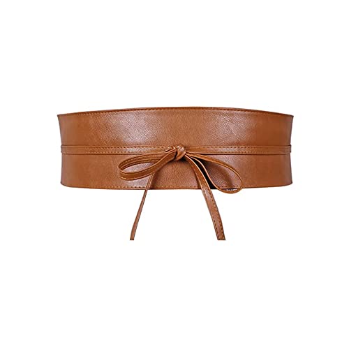 Liitata Damen Breiter Wickelgürtel Bindegürtel Obi Gürtel Leder Taille Band Taillengürtel Mode Kleidgürtel Cinch Gürtel Bogengürtel für Kleid Pullover Mantel Passen Braun von Liitata