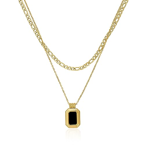 Liitata Schwarze Quadratisch Anhänger Layered HalsketteKristall Anhänger Geschichtet Ketten Halsketten Edelstahl Schlangenkette Schlüsselbein Halskette für Mädchen Frauen - Gold Liitata Schwarze Quadratisch Anhänger Layered HalsketteKristall Anhänger Geschichtet Ketten Halsketten Edelstahl Schlangenkette Schlüsselbein Halskette für Mädchen Frauen - Gold von Liitata
