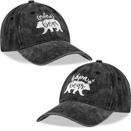Liitrsh 2 Stück Mama Bär Papa Hüte Mutter Papa Hüte Neue Eltern Geschenke bestickt verstellbare Baseballkappen für Paare Jahrestag Geburtstag, Wie auf den Bildern gezeigt., Einheitsgröße von Liitrsh
