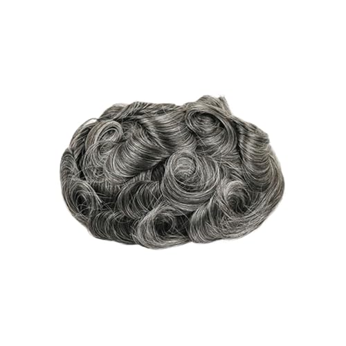 Herrenperücke 15MM Lockiges Atmungsaktives Ersatzkapillar-Toupet for Männer Schweizer Spitze Mit PU-Rückseite Syntems Prothese Haarteil Schwarz glattes Haar(1B40#) von Lijiaxiuyc-101