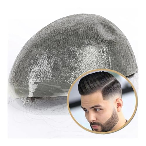 Herrenperücke Dünne Haut PU männliche Kapillarprothese indisches Haar Herren-Toupet 8x10 Zoll V-Looped Haarersatzsysteme natürliche schwarze Remy-Haareinheiten for Männer glattes Haar(6x8) von Lijiaxiuyc-101