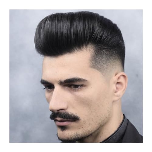 Herrenperücke Exhuast Systems for Männer Mono & Pu Mit Lace Front Atmungsaktiv for Männliche Haarprothese 100% Europäisches Echthaar Toupet Männer Perücke glattes Haar(Schwarz) von Lijiaxiuyc-101