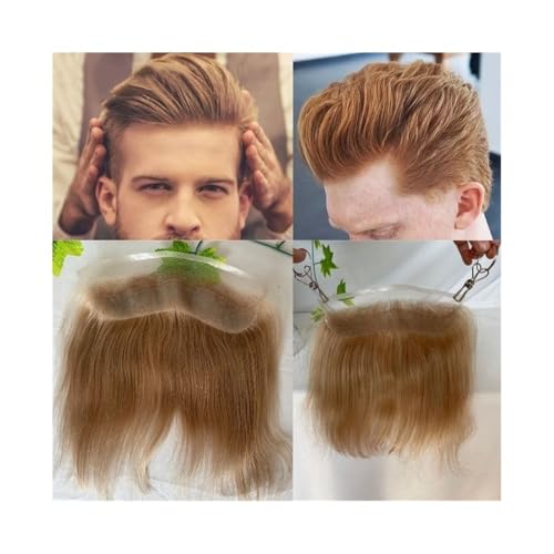 Herrenperücke HD Unsichtbare Lace Front Haaransatz 6" Echthaar Herren Toupet Europäisches Haarsystem 4cmx18cm V-Form Französische Lace Frontal PU Rückseite Haaransatz Haarteil glattes Haar von Lijiaxiuyc-101