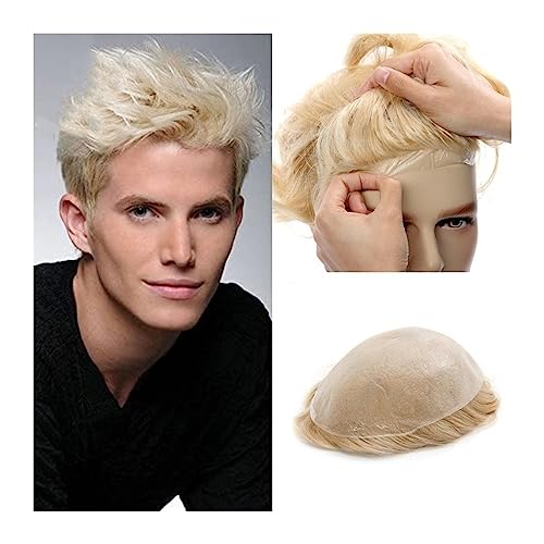 Herrenperücke Herren-Toupet mit dünner Hautbasis, 0,03–0,04 mm, V-Loop, Voll-PU-Toupet-Systemeinheiten, 90% Dichte, Nr. 613 Echthaarsysteme, langlebige männliche Haarprothese glattes Haar(Straight) von Lijiaxiuyc-101
