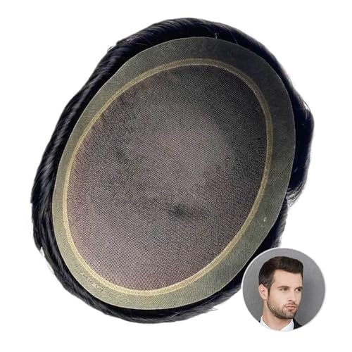 Herrenperücke Toupet for Herren aus Echthaar, atmungsaktiv, französisches Spitzen-Haarsystem, 20,3 x 25,4 cm, weiches PU rund um das männliche Haar, Prothese mit 120% Dichte, indische Remy-Haareinhei Herrenperücke Toupet for Herren aus Echthaar, atmungsaktiv, französisches Spitzen-Haarsystem, 20,3 x 25,4 cm, weiches PU rund um das männliche Haar, Prothese mit 120% Dichte, indische Remy-Haareinhei von Lijiaxiuyc-101
