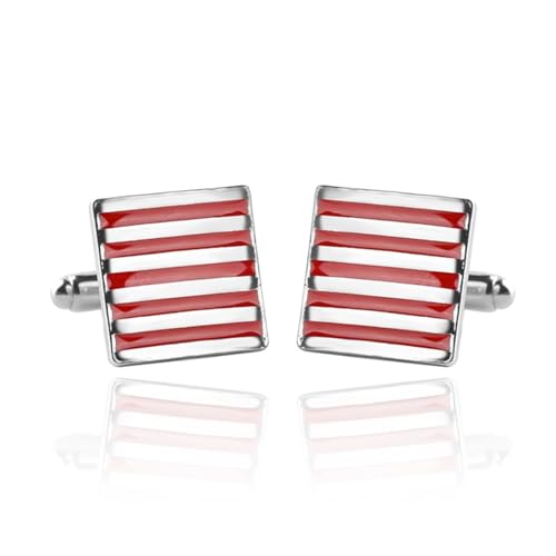 Lijiaxiuyc-101 manschettenknöpfe Gestreifte Manschettenknöpfe, Emaille-Manschettenknöpfe for Herren, Party-Manschettenknöpfe for Hochzeitsanzüge, Charm-Herrenschmuck anstecknadel Herren Anzug(Red) von Lijiaxiuyc-101