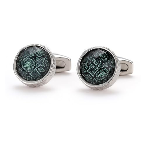 Lijiaxiuyc-101 manschettenknöpfe Herren-Manschettenknöpfe, grünes Muster, runde Hemd-Manschettenknöpfe, Hochzeits-Manschettenknöpfe, Schmuck anstecknadel Herren Anzug von Lijiaxiuyc-101