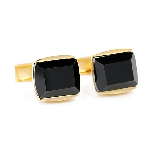 Lijiaxiuyc-101 manschettenknöpfe Herren-Manschettenknöpfe, quadratisch, schwarz-goldene Knöpfe, Business-Formal-Hemd-Hochzeits-Manschettenknöpfe anstecknadel Herren Anzug von Lijiaxiuyc-101
