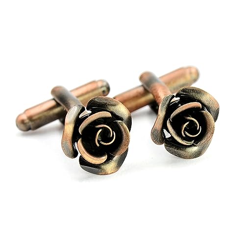 Lijiaxiuyc-101 manschettenknöpfe Kupferfarbene Rose-Manschettenknöpfe, Herren-Manschettenknöpfe aus Metall, Manschettenknöpfe, Hemdknöpfe anstecknadel Herren Anzug von Lijiaxiuyc-101