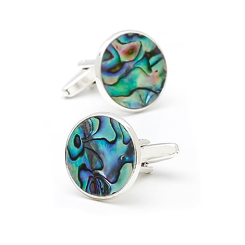Lijiaxiuyc-101 manschettenknöpfe Manschettenknöpfe for Herren, Abalone-Muschel, Silberne runde Knöpfe, formelle Hemd-Manschettenknöpfe anstecknadel Herren Anzug von Lijiaxiuyc-101