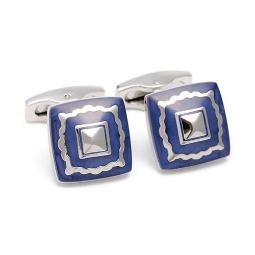 Lijiaxiuyc-101 manschettenknöpfe Manschettenknöpfe for Herren, Blaue Emaille, quadratische Knöpfe, formelles Hemd, Manschettenknöpfe, Hochzeitsschmuck anstecknadel Herren Anzug von Lijiaxiuyc-101