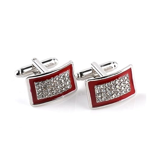 Lijiaxiuyc-101 manschettenknöpfe Rot/Schwarze Emaille-Strass-Manschettenknöpfe for Herren, Business-Hemd-Manschettenknöpfe, Knopfschmuck anstecknadel Herren Anzug(Red) von Lijiaxiuyc-101