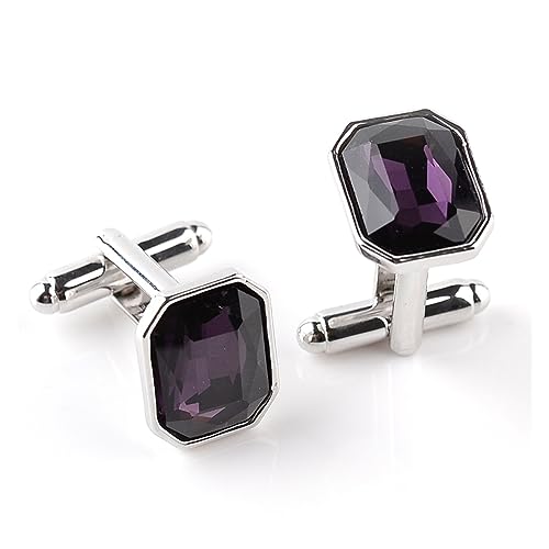 manschettenknöpfe Manschettenknöpfe aus Stein mit fünf Kristallfarben, Manschettenknöpfe for Herren, Business-Manschettenknöpfe for Herrenhemden, Manschettenknöpfe anstecknadel herren anzug(Purple) von Lijiaxiuyc-101