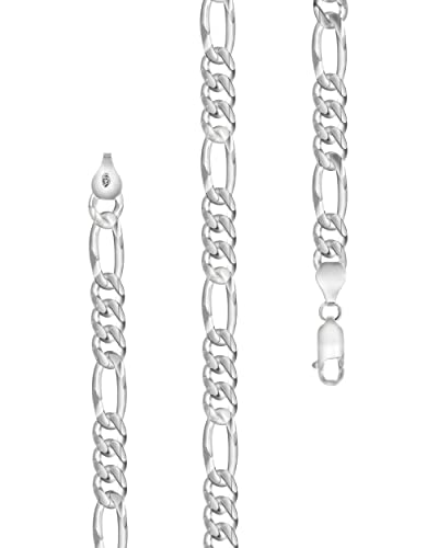 Lijoh Halskette Herren (Figaro) Kette Herren und Frauen 925 Sterling Silber (7 mm) flache Figarokette Länge 55 cm LJ1043-055 von Lijoh