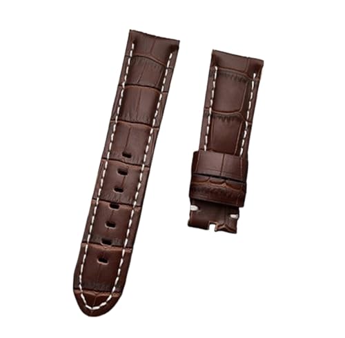 Likaixin19099 22mm 24 mm 26 mm schwarz braun blau grün grau weißes Kalb Bambus Leder -Uhrbandkompatibel mit Gurt -Uhrenband -Tangschnalle (dunkler 1 Riemen, 26 mm Schnalle 2) von Likaixin19099