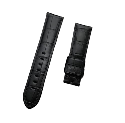 Likaixin19099 22mm 24 mm 26 mm schwarz braun blau grün grau weißes Kalb Bambus Leder -Uhrbandkompatibel mit Riemen Uhrenband -Tangschnalle (schwarzer 2 Riemen, 24 mm Schnalle 4) von Likaixin19099